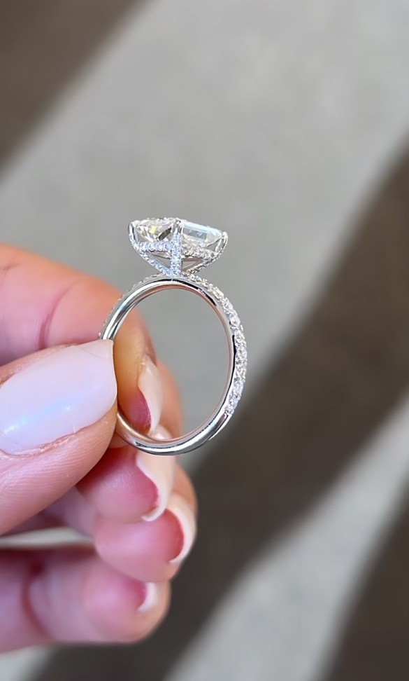 Unique and Romantic French Pave Engagement Ring