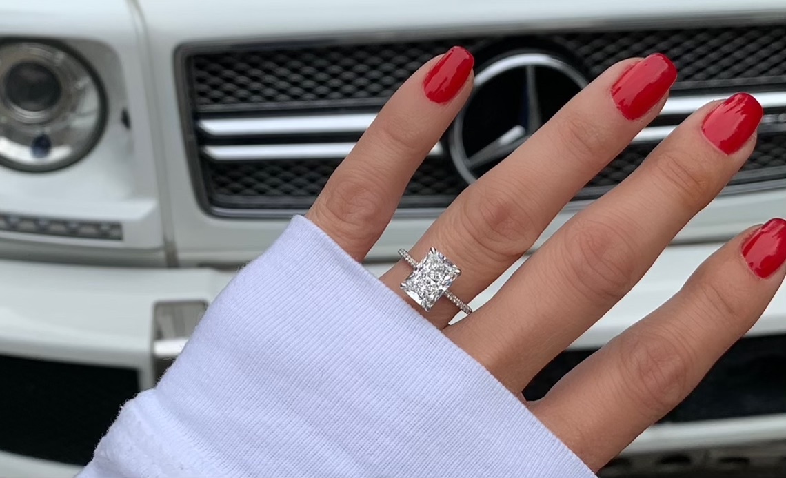 Emily 3 Ct elongated lab diamond radiant cut engagement ring | naturesparkle