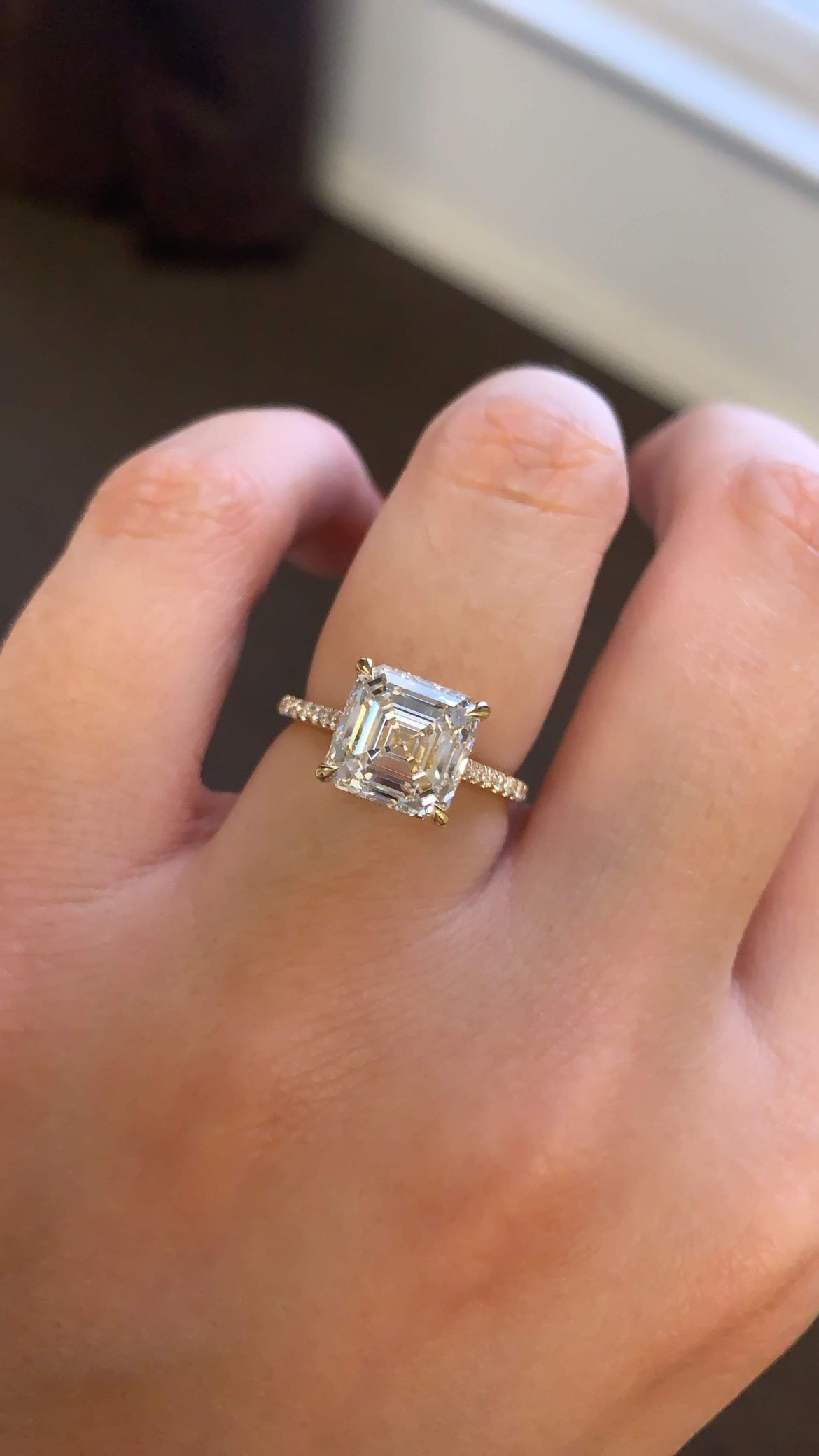 asscher cut diamond engagement ring